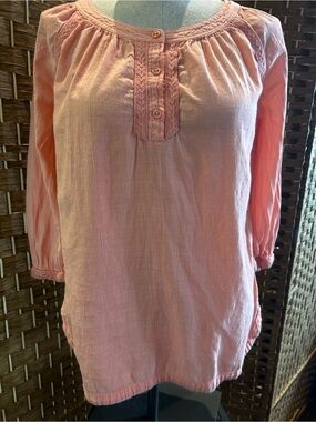 Tommy Hilfiger Peach Embellished Peasant Blouse Size Small